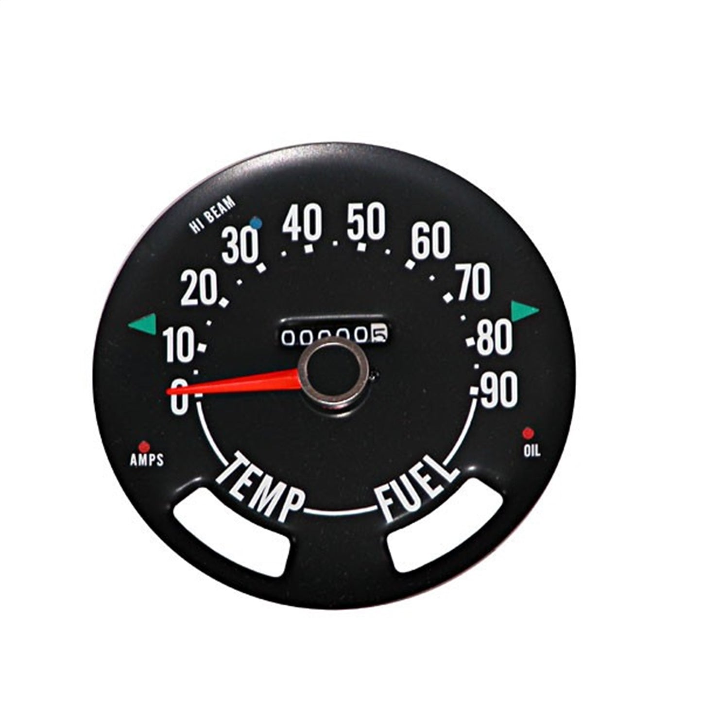 Speedometer Head w/Odometer 0-90 Mph Black Face w/Red Pointer Fit 1955-1979 CJ5, 1955-1979 CJ6, 1959-1967 CJ3B And 1976-1979 CJ7 OMIX