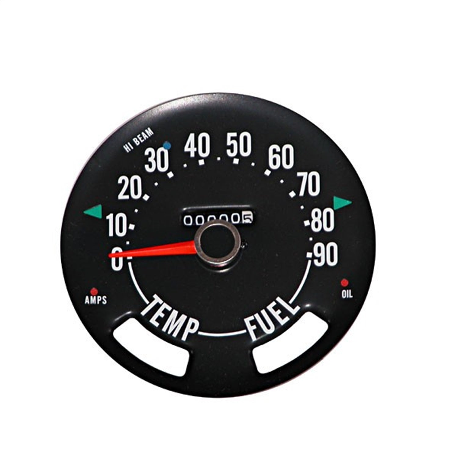 Speedometer Head w/Odometer 0-90 Mph Black Face w/Red Pointer Fit 1955-1979 CJ5, 1955-1979 CJ6, 1959-1967 CJ3B And 1976-1979 CJ7 OMIX