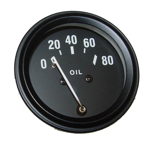 Oil Pressure Gauge OE Replacement Mechanical Black Face w/White Pointer Pressure 0-80 1948-1949 CJ2A 1948-1953 CJ3A And 1953-1967 CJ3B OMIX