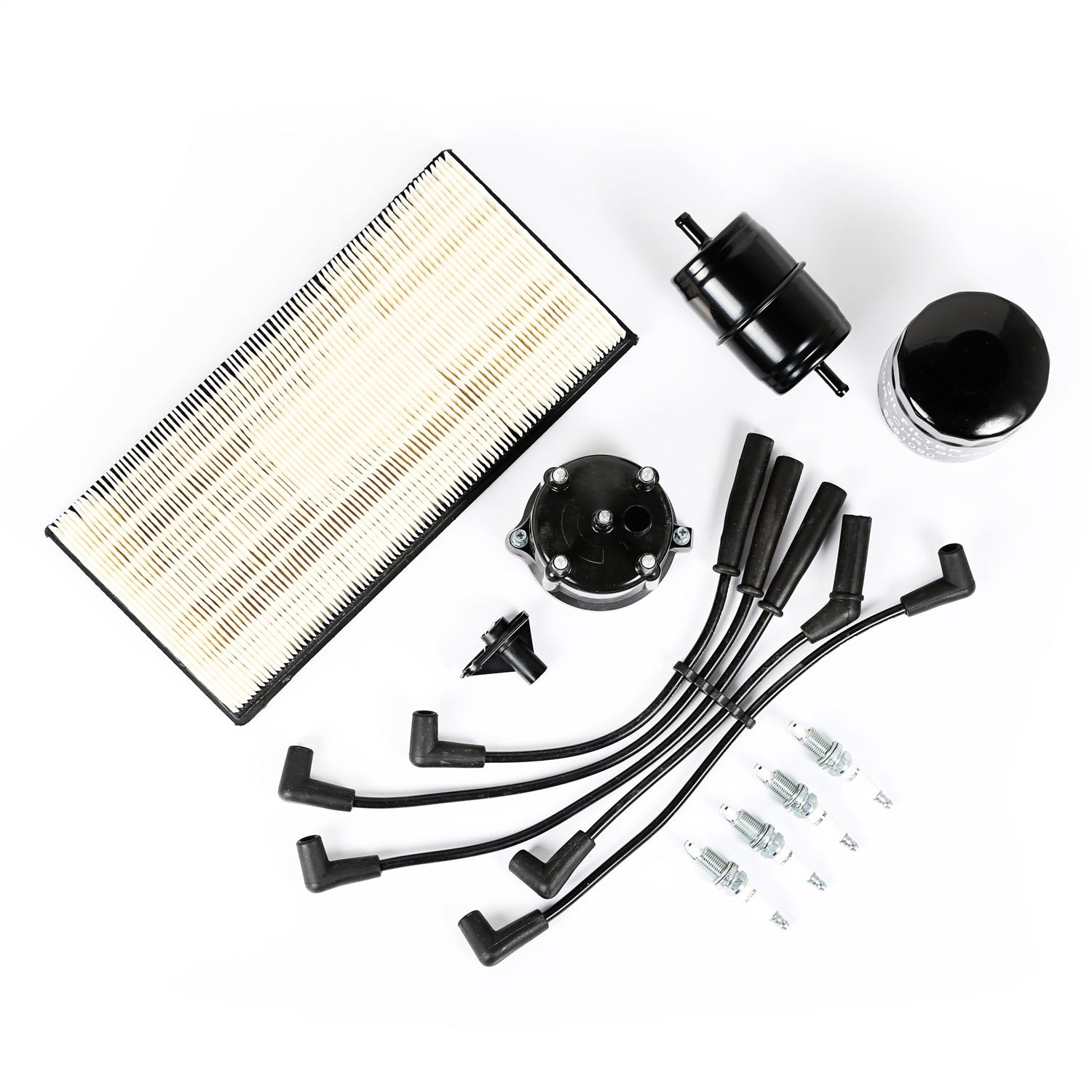 Tune-Up Kit Includes Air Filter/Oil Filter/Fuel Filter/Spark Plugs/Spark Plug Wires/Distributor Cap/Ignition Rotor 1997-1998 Jeep Cherokee XJ OMIX