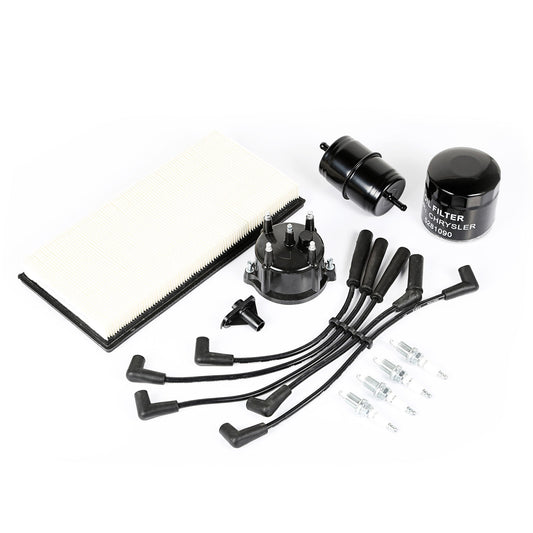 Tune-Up Kit Includes Air Filter/Oil Filter/Fuel Filter/Spark Plugs/Spark Plug Wires/Distributor Cap/Ignition Rotor 1997-1998 Jeep Cherokee XJ OMIX-1