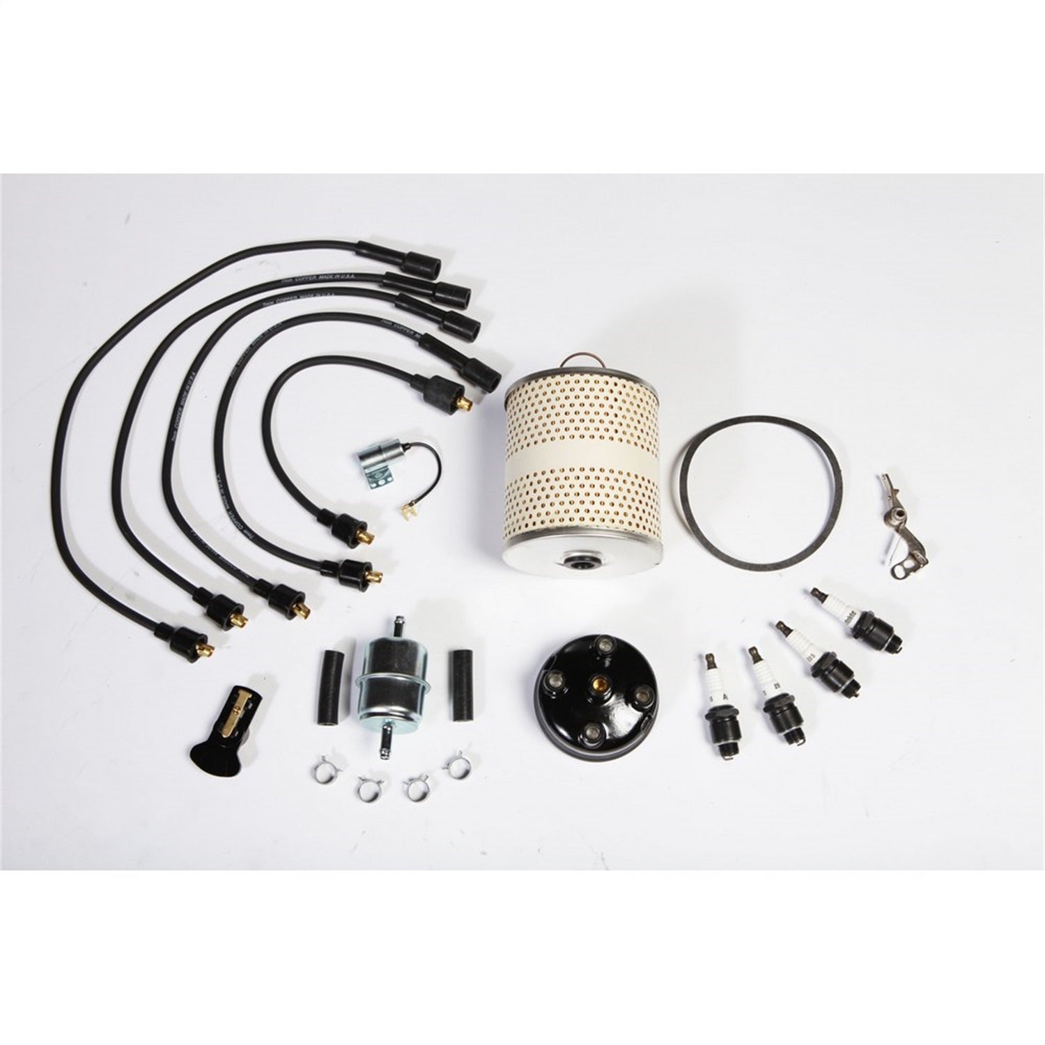Tune-Up Kit Includes Oil Filter/Fuel Filter/Point Set/Spark Plugs/Spark Plug Wires/Distributor Cap/Ignition Rotor/Condenser 1941-1942 Willys Mb OMIX