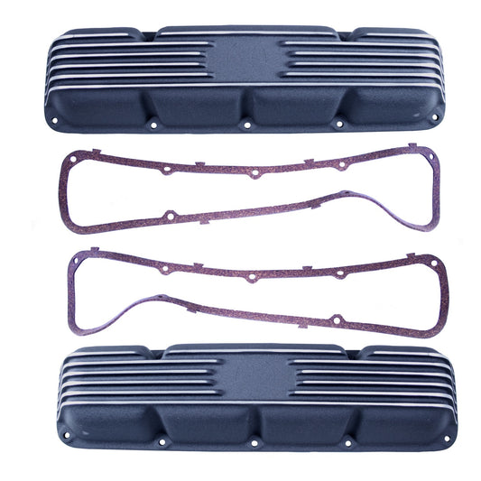 Valve Cover Set Die Cast Aluminum Black Finned Pair 1972-1981 CJ5 1972-1975 CJ6 1976-1981 CJ7 1981 CJ8 Scrambler And 1972-1991 OMIX