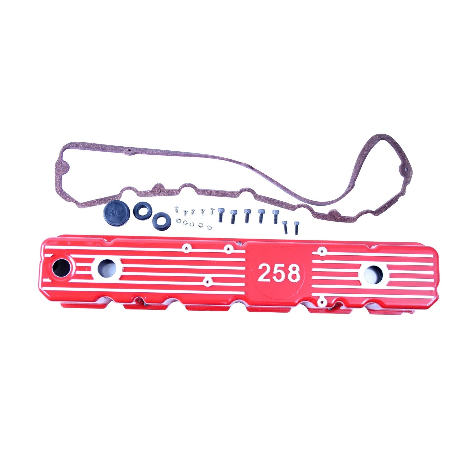 Valve Cover Aluminum w/Gasket 4.2L Logo Red 1981-1983 CJ5 1981-1986 CJ7 1981-1986 CJ8 Scrambler 1987 Wrangler YJ And OMIX
