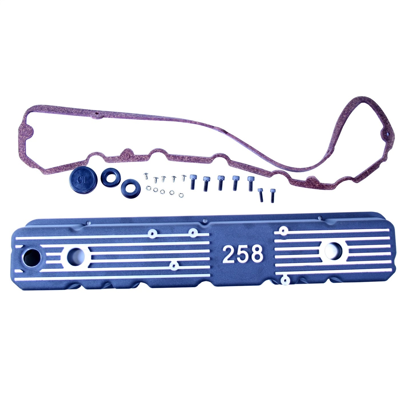 Valve Cover Thermoplastic Olefin w/Gasket 4.2L Logo Black 1981-1983 CJ5 1981-1986 CJ7 1981-1986 CJ8 Scrambler 1987 Wrangler YJ And OMIX