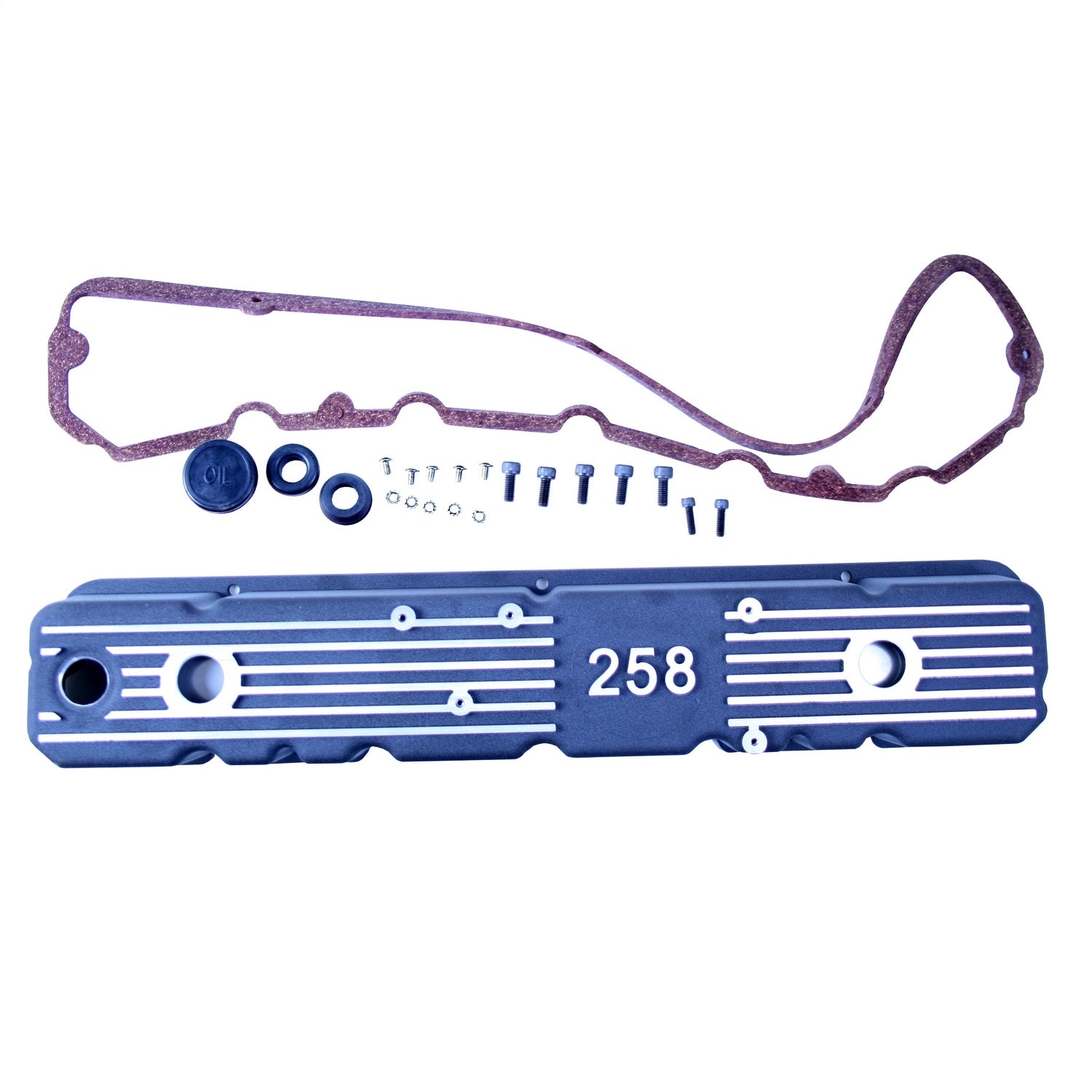 Valve Cover Thermoplastic Olefin w/Gasket 4.2L Logo Black 1981-1983 CJ5 1981-1986 CJ7 1981-1986 CJ8 Scrambler 1987 Wrangler YJ And OMIX