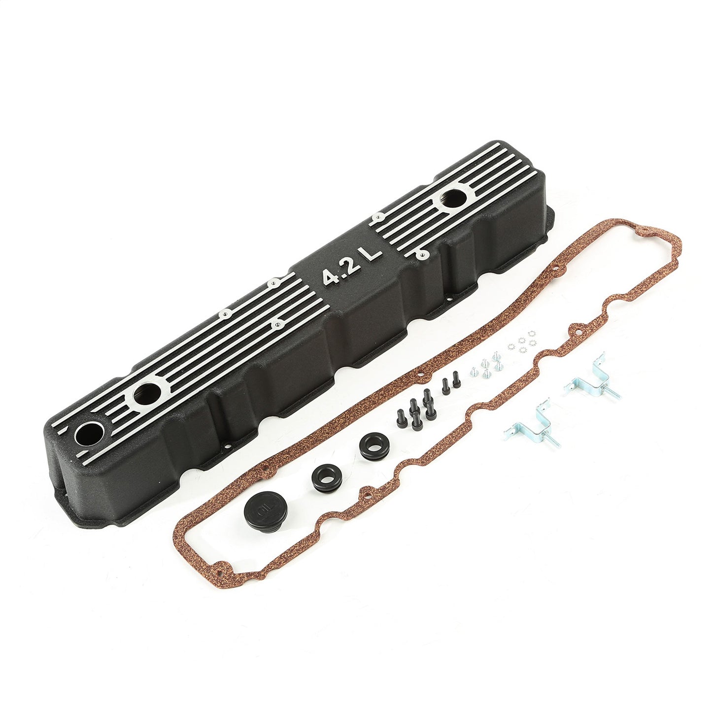 Valve Cover Aluminum Black w/Gasket Hardware 4.2L Logo 1981-1983 CJ5 1981-1986 CJ7 1981-1986 CJ8 Scrambler 1987 Wrangler YJ And OMIX