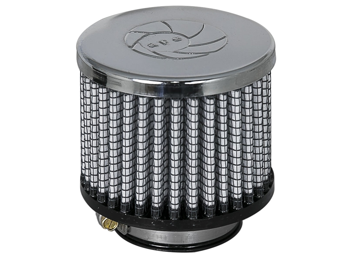 Magnum Flow Crankcase Vent Filter w/ Pro Dry S Media 1-1/2 Inch F x 3 Inch B x 3 Inch T x 2-1/2 Inch H - w/ Chrome Top aFe Power