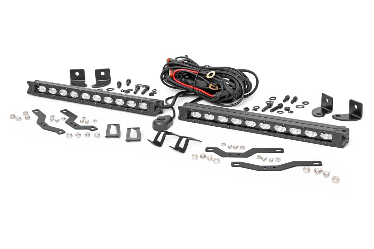 LED Light Kit | Grille Mount | 10" Black Slimline Pair | Ford F-150 (18-20) Rough Country