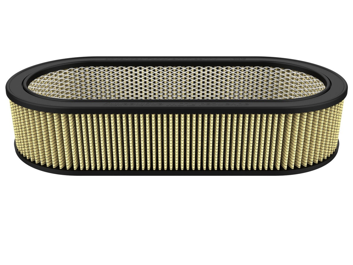 Magnum Flow Round Racing Air Filter w/ Pro Guard 7 Media 18-1/8 Inch L x 7-1/4 Inch W x 4 Inch H w/ Expanded Metal aFe Power