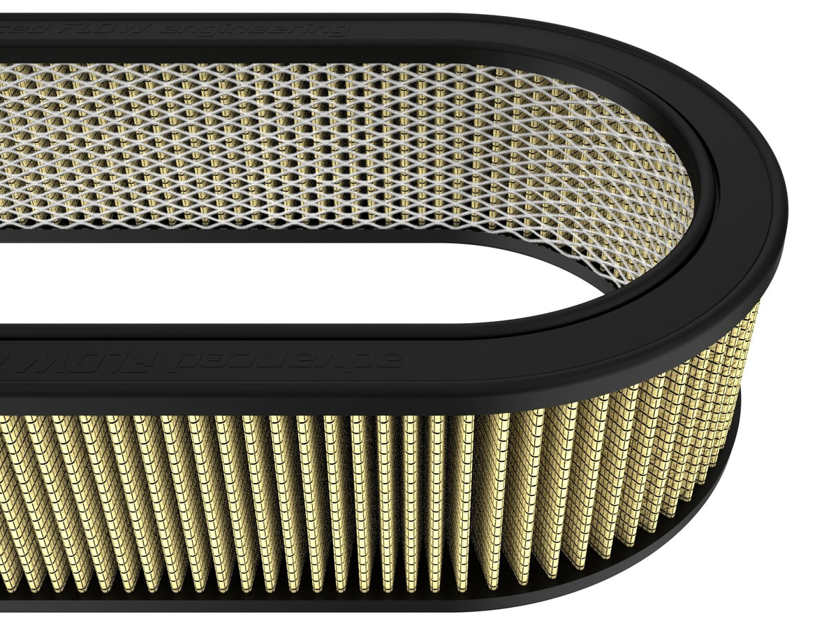 Magnum Flow Round Racing Air Filter w/ Pro Guard 7 Media 18-1/8 Inch L x 7-1/4 Inch W x 4 Inch H w/ Expanded Metal aFe Power-1