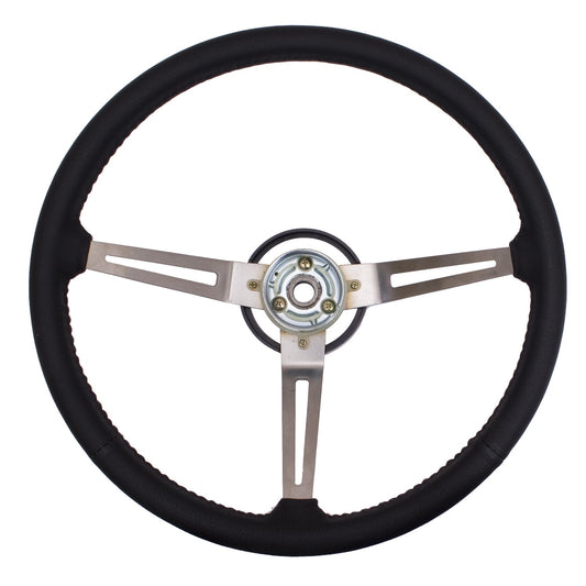 Steering Wheel Metal 3-Spoke Design Black 1976-1983 CJ5 1976-1986 CJ7 1981-1986 CJ8 Scrambler And 1987-1995 Wrangler YJ OMIX