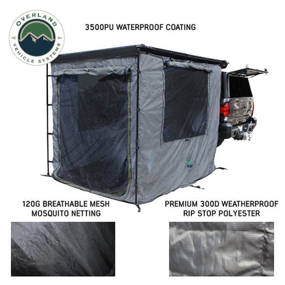 HD Nomadic 2.0 Awning Room Enclosure, Grey Body, Green Trim (4 Walls and Floor) Overland Vehicle Systems-1