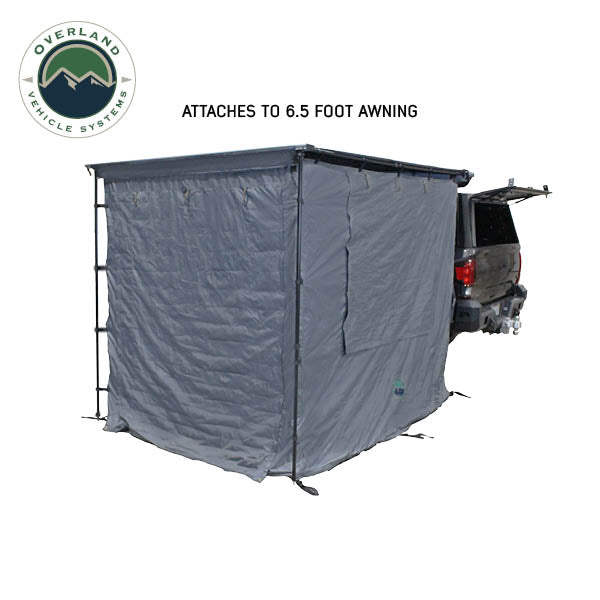 HD Nomadic 2.0 Awning Room Enclosure, Grey Body, Green Trim (4 Walls and Floor) Overland Vehicle Systems-2
