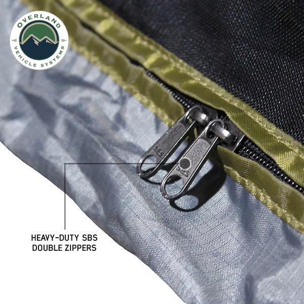 HD Nomadic 2.0 Awning Room Enclosure, Grey Body, Green Trim (4 Walls and Floor) Overland Vehicle Systems-5