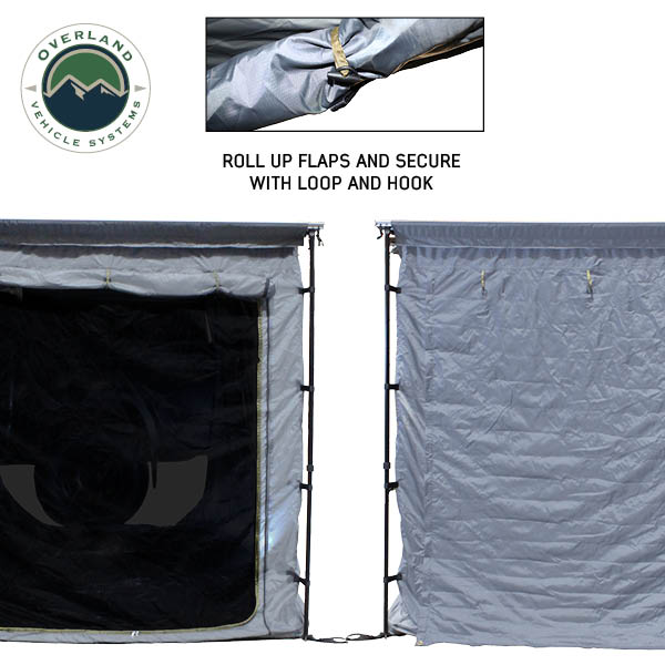 HD Nomadic 2.0 Awning Room Enclosure, Grey Body, Green Trim (4 Walls and Floor) Overland Vehicle Systems-7