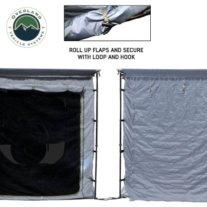 HD Nomadic 2.0 Awning Room Enclosure, Grey Body, Green Trim (4 Walls and Floor) Overland Vehicle Systems-7