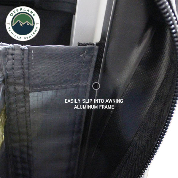 HD Nomadic 2.0 Awning Room Enclosure, Grey Body, Green Trim (4 Walls and Floor) Overland Vehicle Systems-8
