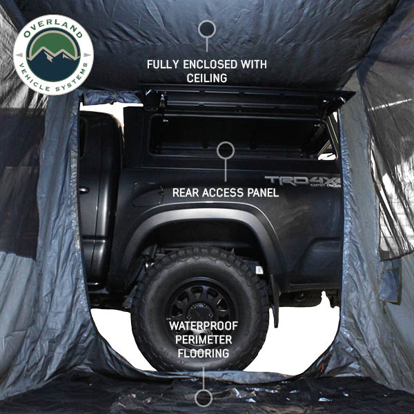 HD Nomadic 2.0 Awning Room Enclosure, Grey Body, Green Trim (4 Walls and Floor) Overland Vehicle Systems-10