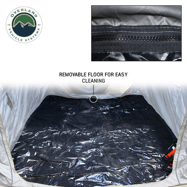 HD Nomadic 2.0 Awning Room Enclosure, Grey Body, Green Trim (4 Walls and Floor) Overland Vehicle Systems-11