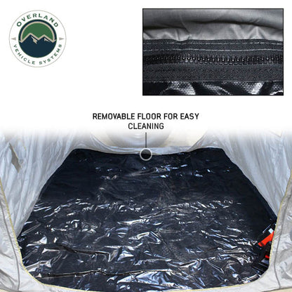 HD Nomadic 2.0 Awning Room Enclosure, Grey Body, Green Trim (4 Walls and Floor) Overland Vehicle Systems-11