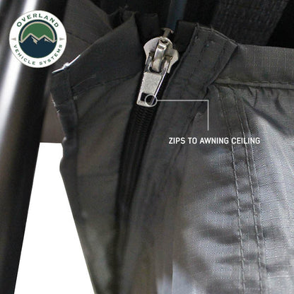 HD Nomadic 2.0 Awning Room Enclosure, Grey Body, Green Trim (4 Walls and Floor) Overland Vehicle Systems-14