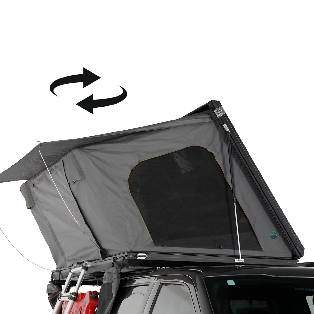 Overland Vehicle Systems Aluminum Clam Shell Roof Top Tent Sidewinder Side Opening Overland Vehicle Systems