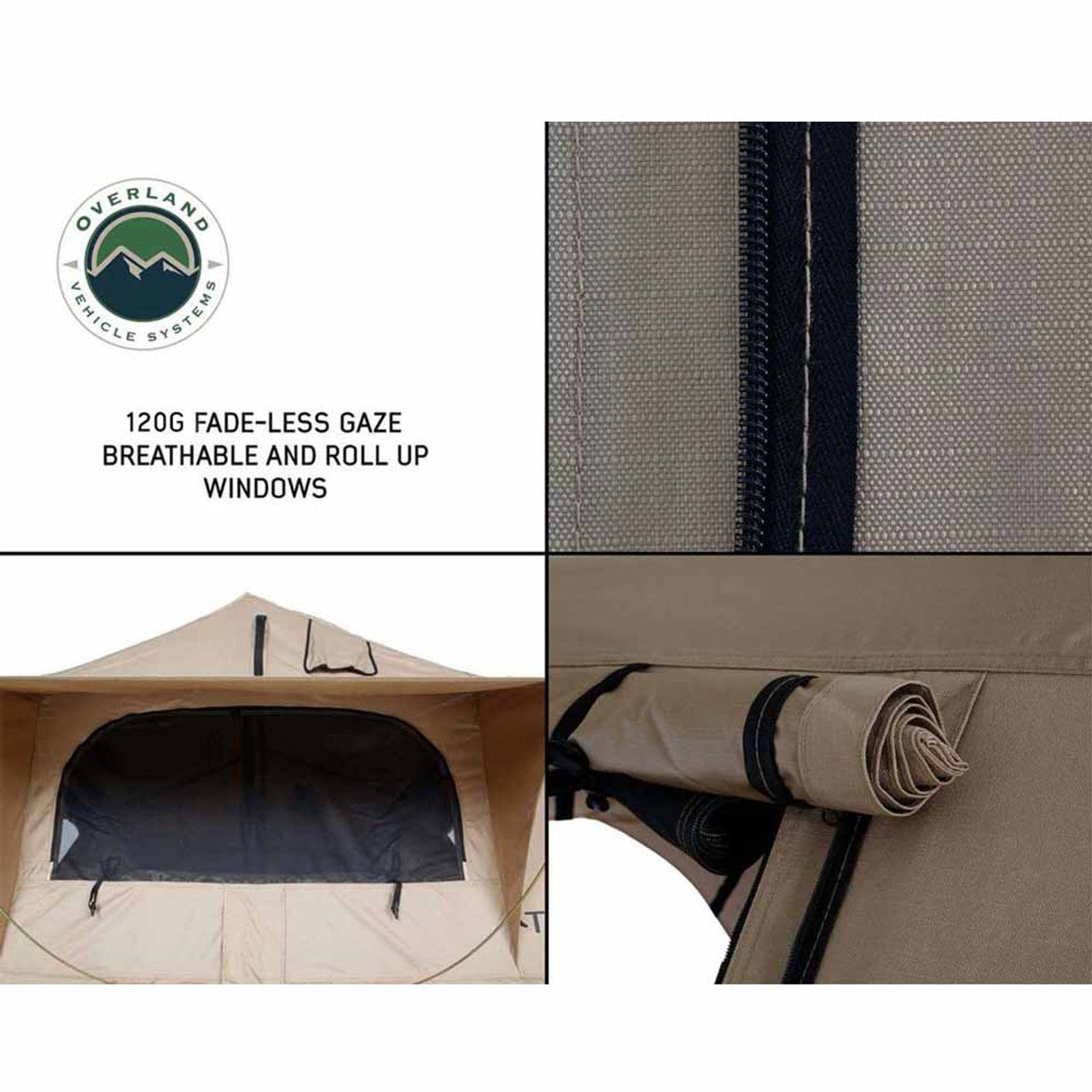 LD TMBK 3 Roof Top Tent With Annex - Tan Base With Green Rain Fly, Black Aluminum Base, Black Ladder Overland Vehicle Systems-4