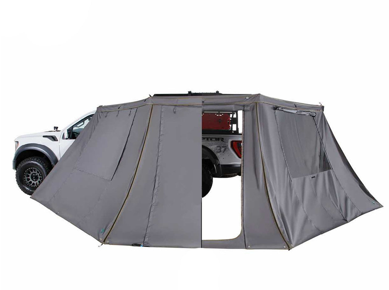 HD Nomadic 180 - LTE Awning Wall, Universal, Grey Body, Green Trim W/Storage Bag Overland Vehicle Systems-1