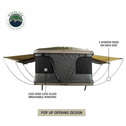 HD Bundu 2 - Hard Shell Pop Up Roof Top Tent, 2 Person, Grey Body and Black Rainfly Overland Vehicle Systems-8