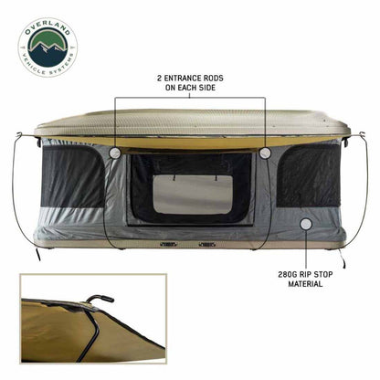 HD Bundu 3 - Hard Shell Pop Up Roof Top Tent, 3 Person, Grey Body and Black Rainfly Overland Vehicle Systems-2