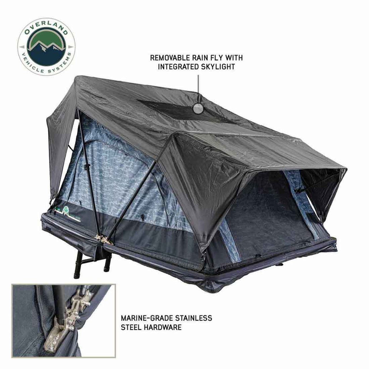Overland Vehicle Systems XD Sherpa Solo - Soft Sided Roof Top Tent, 1 Person, Grey Body and Black Rainfly Overland Vehicle Systems