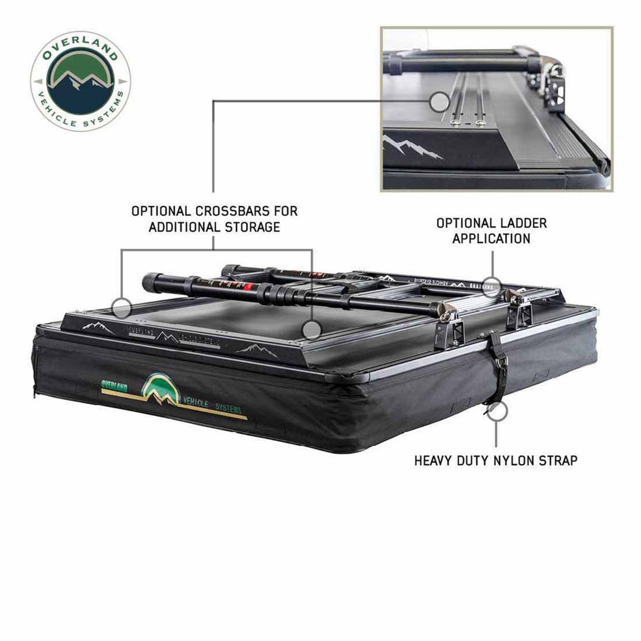 Overland Vehicle Systems XD Sherpa Solo - Soft Sided Roof Top Tent, 1 Person, Grey Body and Black Rainfly Overland Vehicle Systems