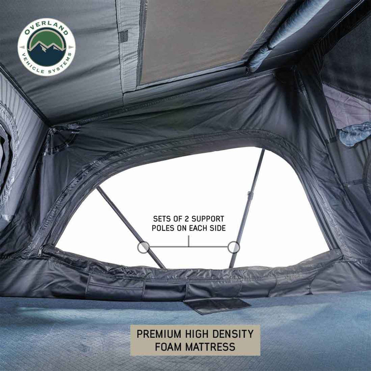 Overland Vehicle Systems XD Sherpa S2S - Soft Sided Roof Top Tent, 2 Person, Grey Body and Black Rainfly Overland Vehicle Systems