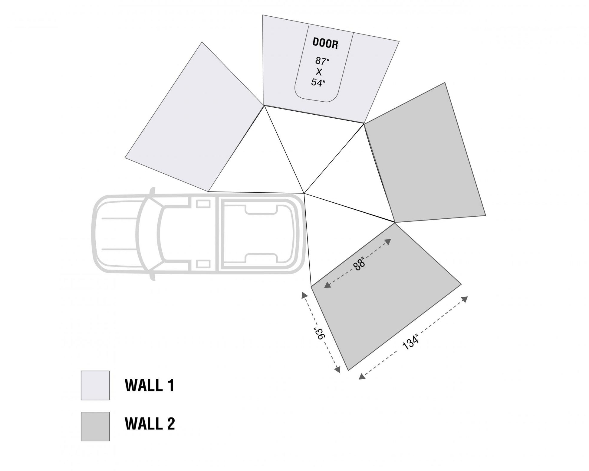 Overland Vehicle Systems Overland Vehicle Systems Freestanding Passenger Nomadic 270 LT Awning Wall 2 Overland Vehicle Systems