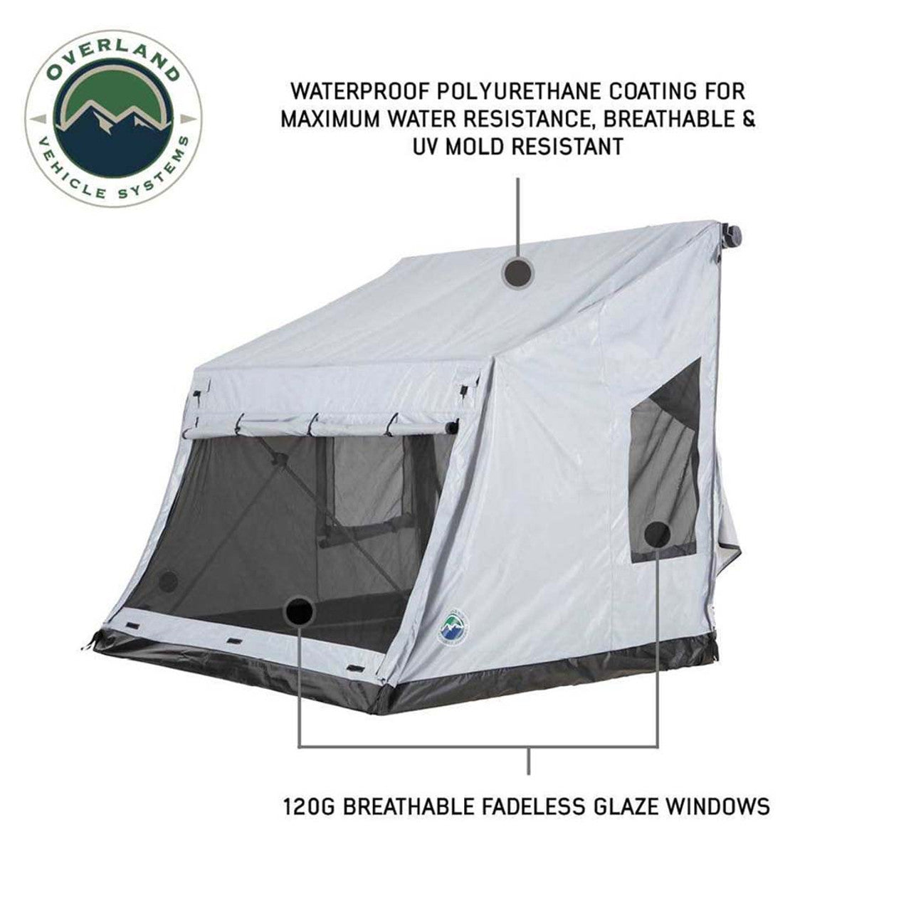 Overland Vehicle Systems LD P.S.T. - Portable Safari Ground Tent Large, Grey Body and Grey Trim Overland Vehicle Systems
