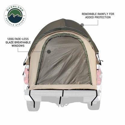 LD TACT - Bed Tent Full Size 5.5-5.8 Foot, Tan Body and Green Rainfly Overland Vehicle Systems-1