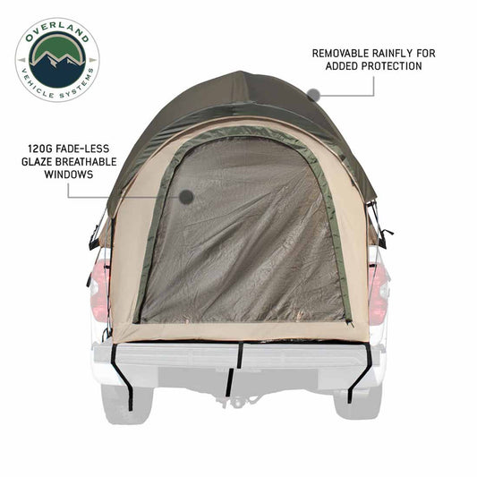 LD TACT - Bed Tent Full Size 5.5-5.8 Foot, Tan Body and Green Rainfly Overland Vehicle Systems-1