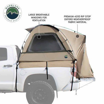 LD TACT - Bed Tent Full Size 5.5-5.8 Foot, Tan Body and Green Rainfly Overland Vehicle Systems-5