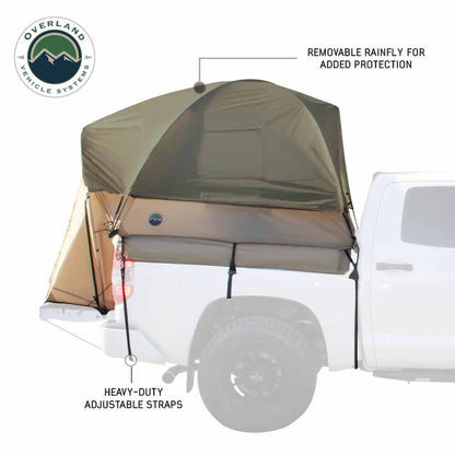 LD TACT - Bed Tent Full Size 6.5 Foot, Tan Body and Green Rainfly Overland Vehicle Systems-2