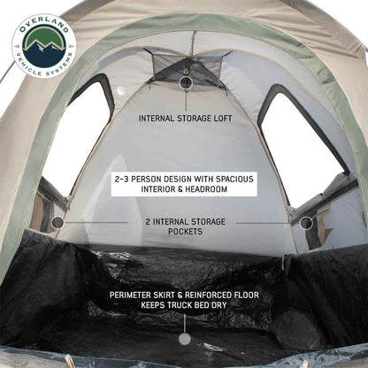 LD TACT - Bed Tent Full Size 6.5 Foot, Tan Body and Green Rainfly Overland Vehicle Systems-7