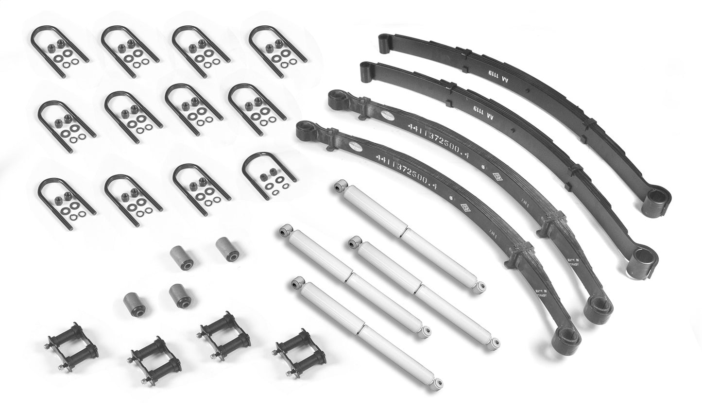 Suspension Master Rebuild Kit Includes Leaf Springs Shocks U-Bolts Bushings Spring Bolts Shackles If Necessary 1982-1983 CJ5 1982-1986 CJ7 And 1982-1986 CJ8 Scrambler OMIX