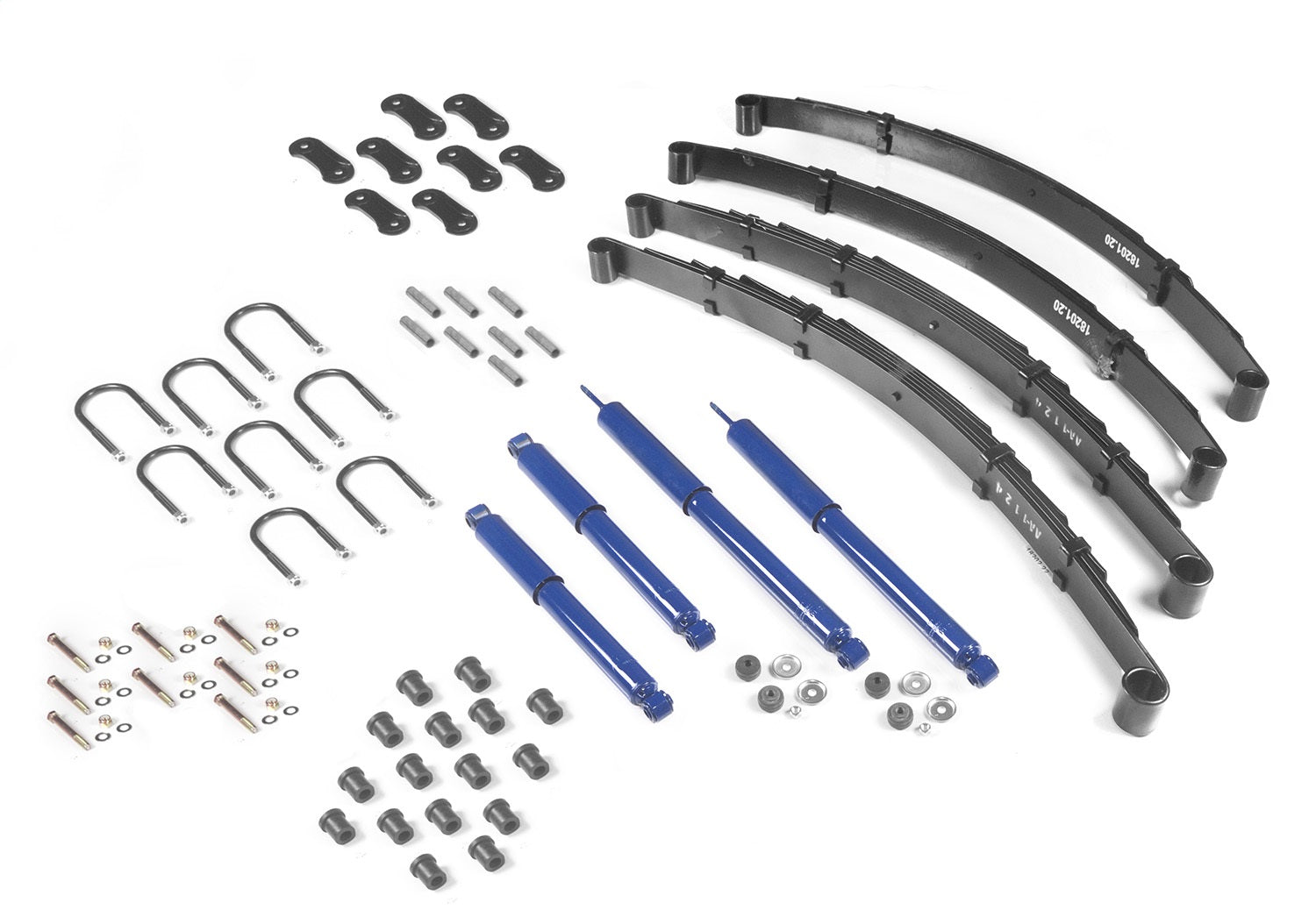 Suspension Master Rebuild Kit Includes Leaf Springs Shocks U-Bolts Bushings Spring Bolts Shackles If Necessary 1987-1995 Jeep Wrangler YJ OMIX