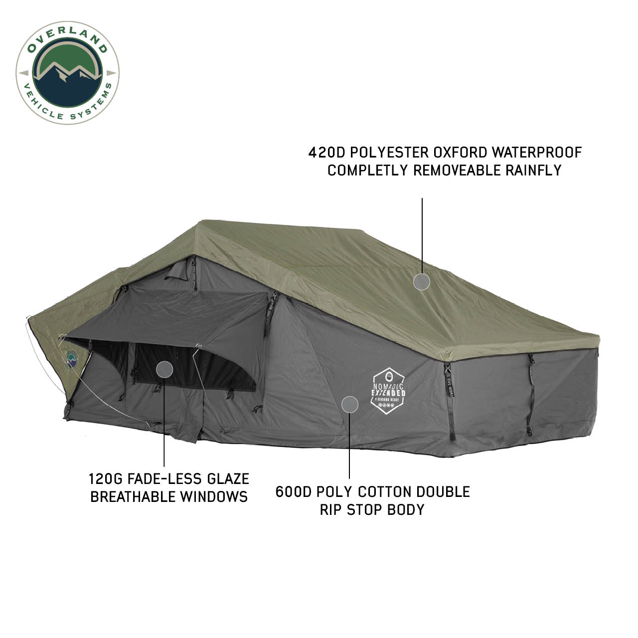 Overland Vehicle Systems Extended Roof Top Tent - The Perfect 4 Person Roof Top Tent Overland Vehicle Systems