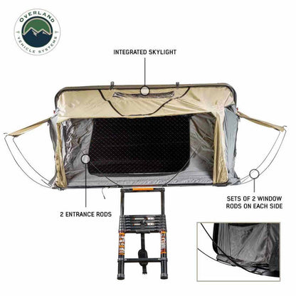 HD Bundu 2 - Hard Shell Roof Top Tent, 2 Person, Grey Body and Black Rainfly Overland Vehicle Systems-3