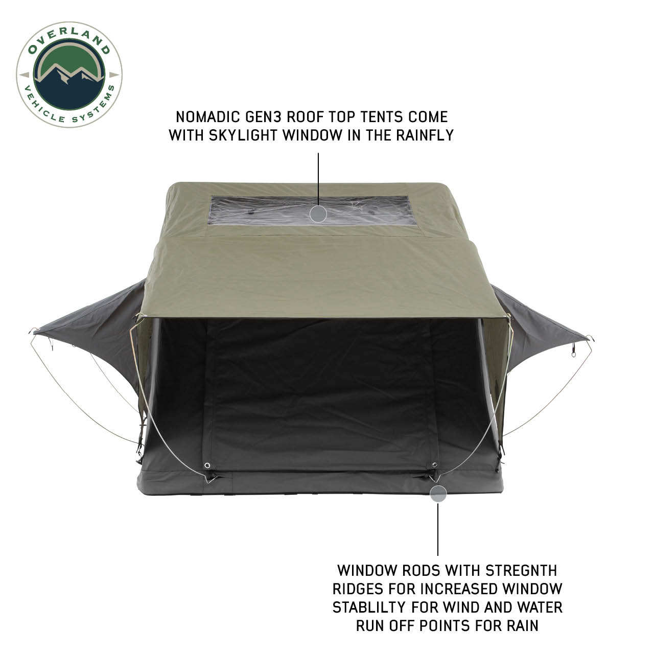 Overland Vehicle Systems Nomadic 3 Standard Roof Top Tent 3 Person Roof Top Tent Overland Vehicle Systems