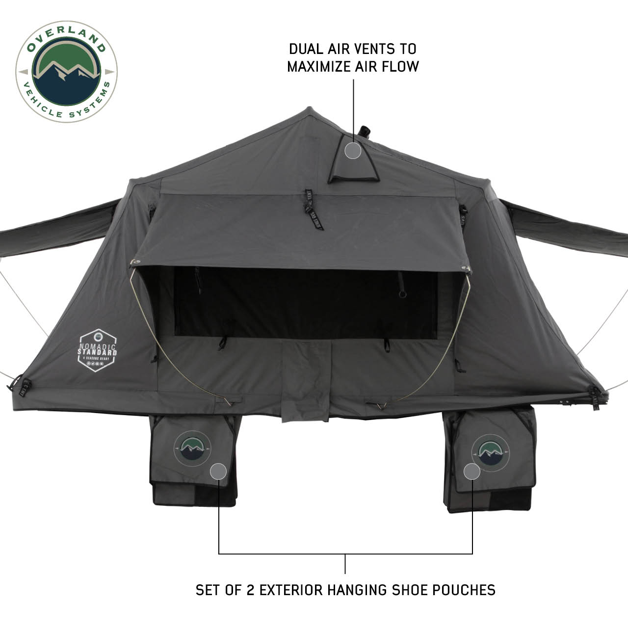 Overland Vehicle Systems Nomadic 3 Standard Roof Top Tent 3 Person Roof Top Tent Overland Vehicle Systems