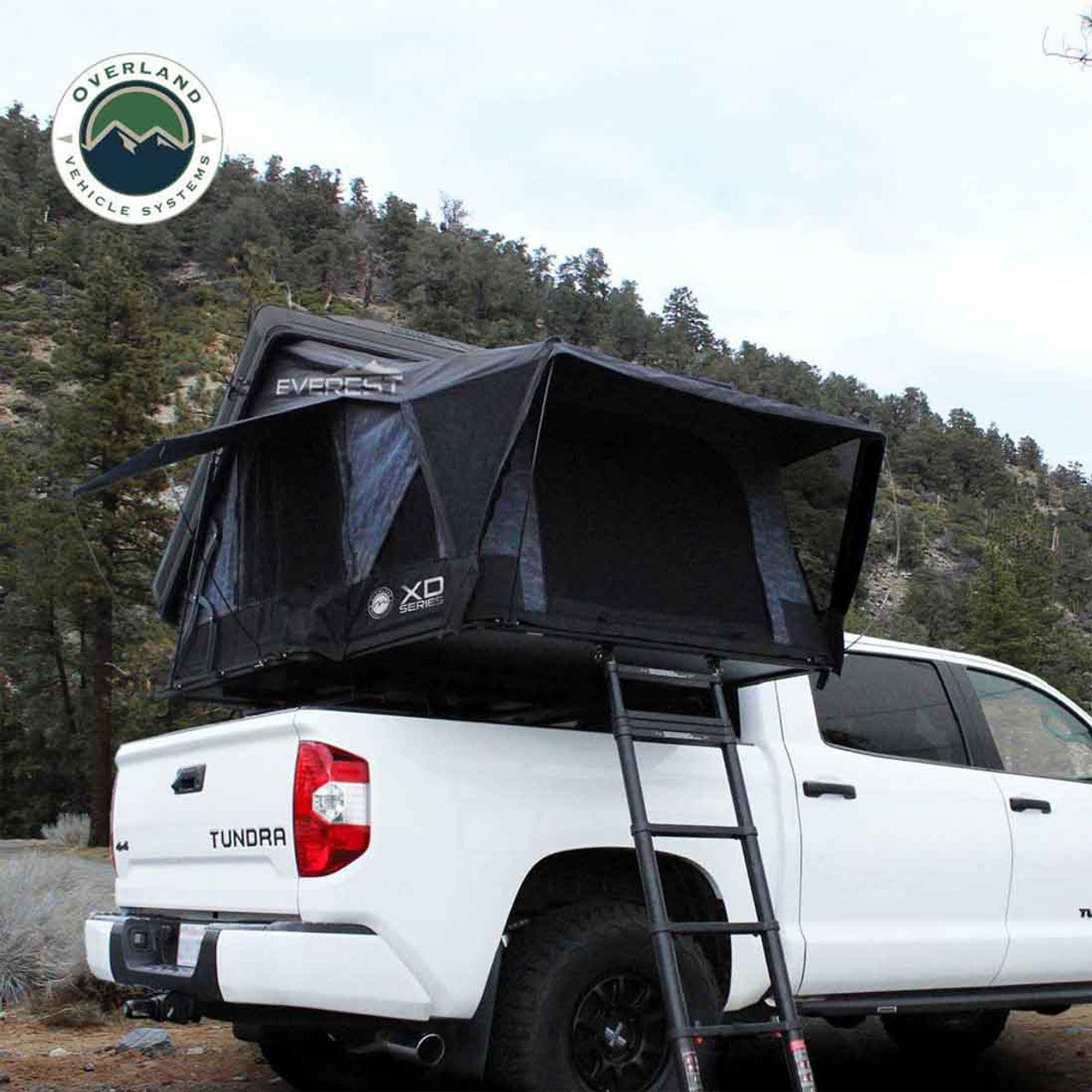 Overland Vehicle Systems XD Everest 2 - Cantilever Aluminum Roof Top Tent, 2 Person, Grey Body and Black Rainfly Overland Vehicle Systems