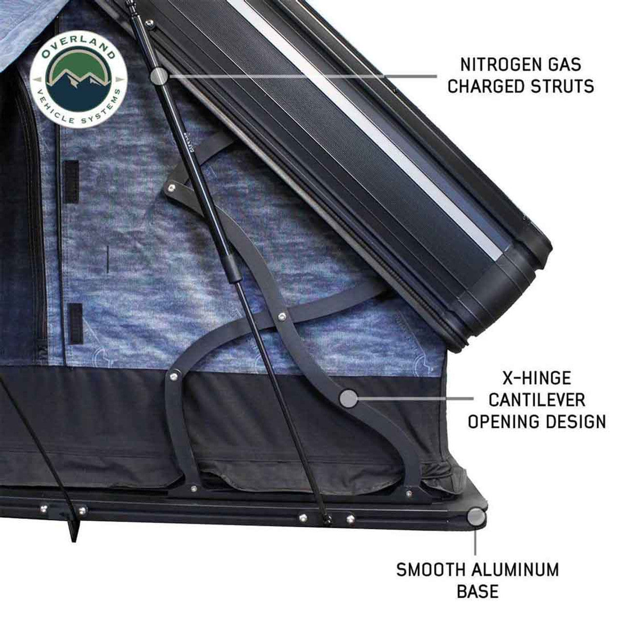 XD Everest 2 - Cantilever Aluminum Roof Top Tent, 2 Person, Grey Body and Black Rainfly Overland Vehicle Systems-8