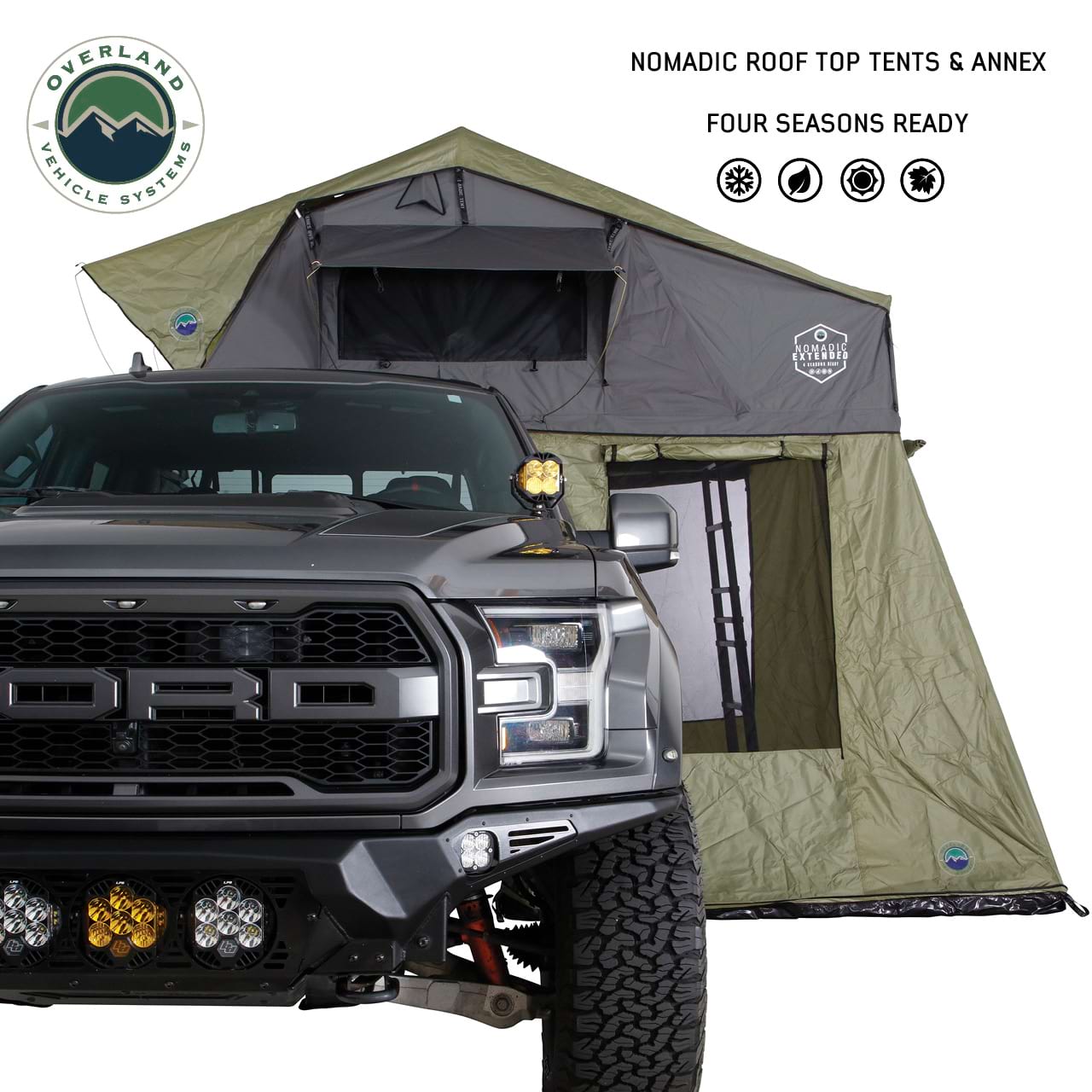 Overland Vehicle Systems Nomadic 4 Roof Top Tent Annex - 4 Person Roof Top Tent Annex Overland Vehicle Systems